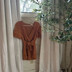 Burnt Orange Tie Romper